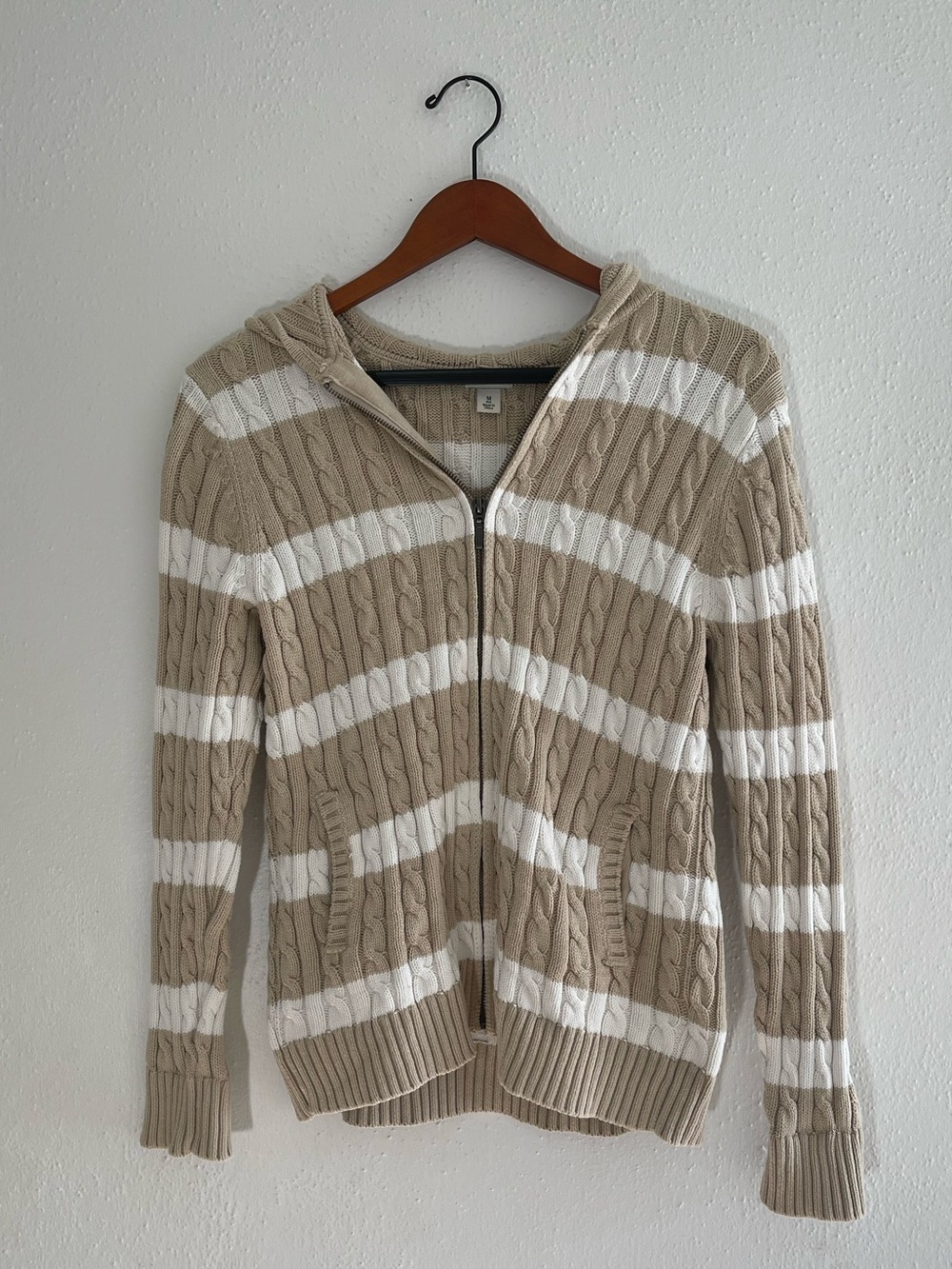 LL Bean Cable-Knit Zip Hoodie Sweater